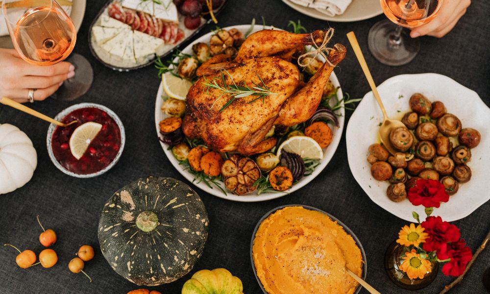 Thanksgiving meal spread